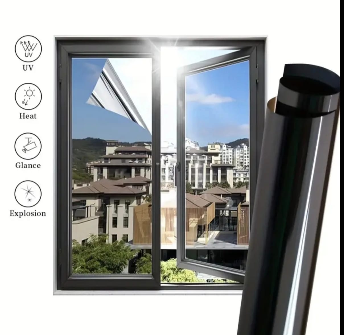 فيلم شمسي لحماية الزجاج من الحرارة والأشعة فوق البنفسجية